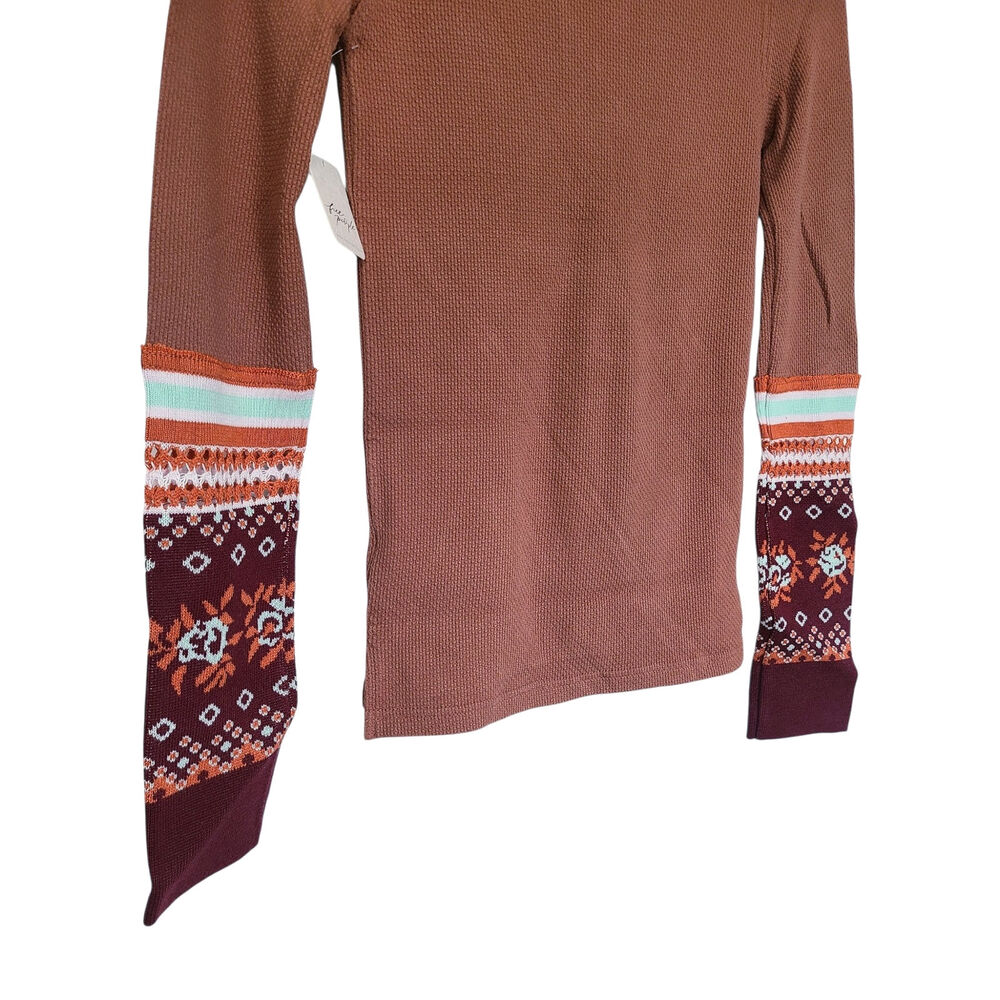 Free People Mikah Layering Cuff Thermal Henley Top Autumn Combo Size XS NWT - Picture 6 of 7